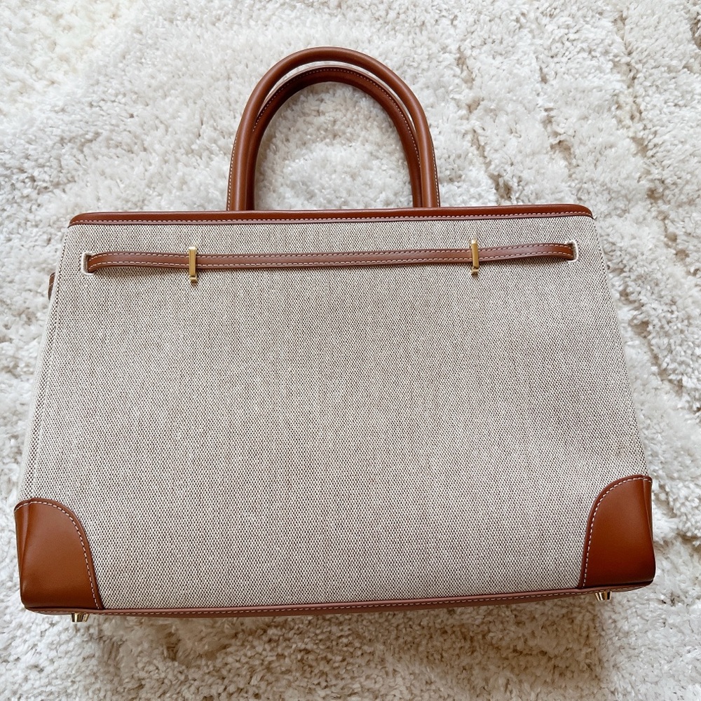 Verafied Beige Canvas Book Tote Bag - Picture 4 of 10